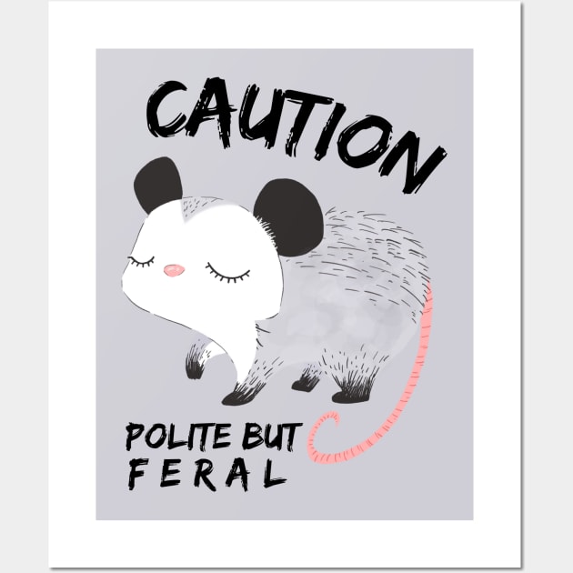 Polite But Feral Possum Wall Art by Teewyld